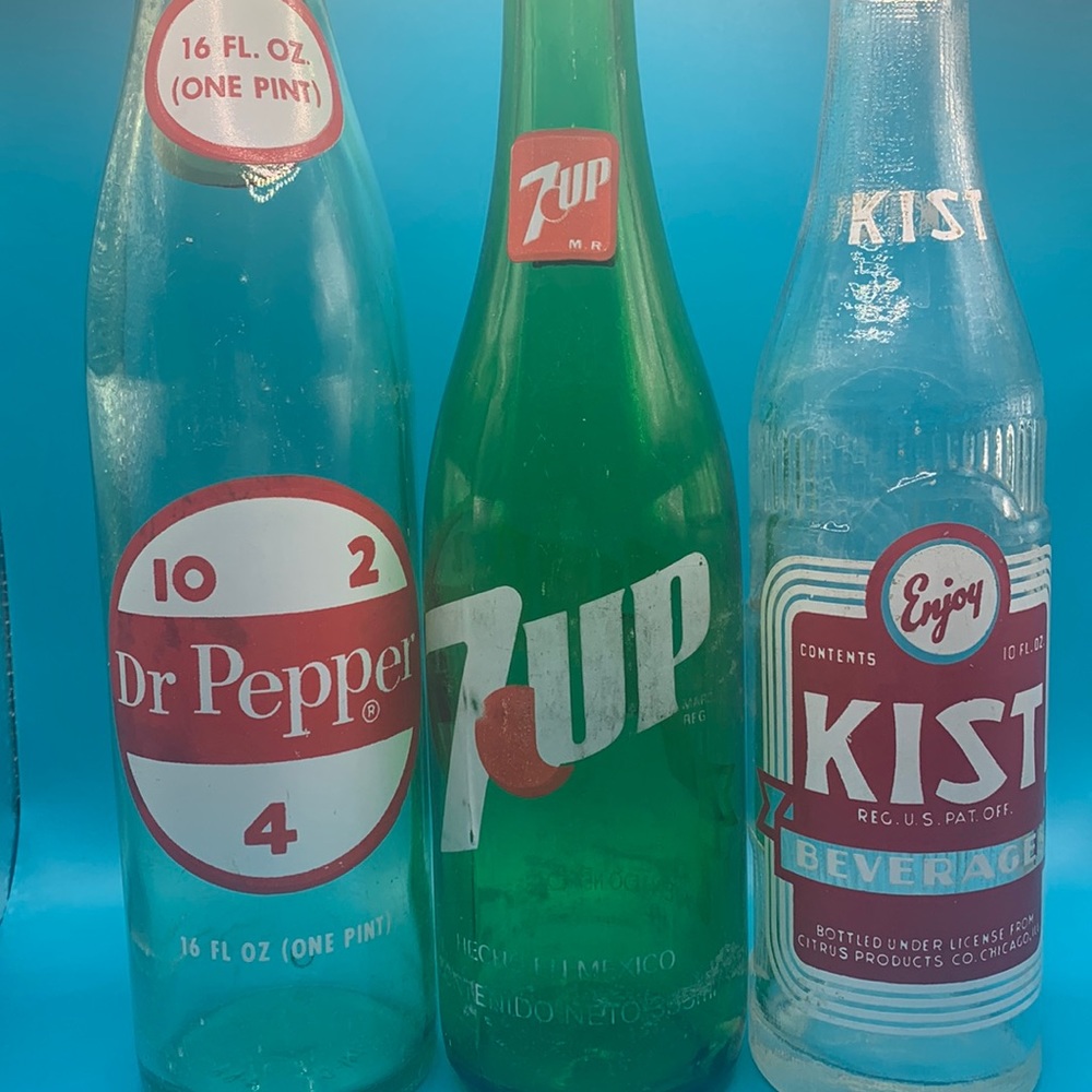 3 Vintage Soda Bottles
